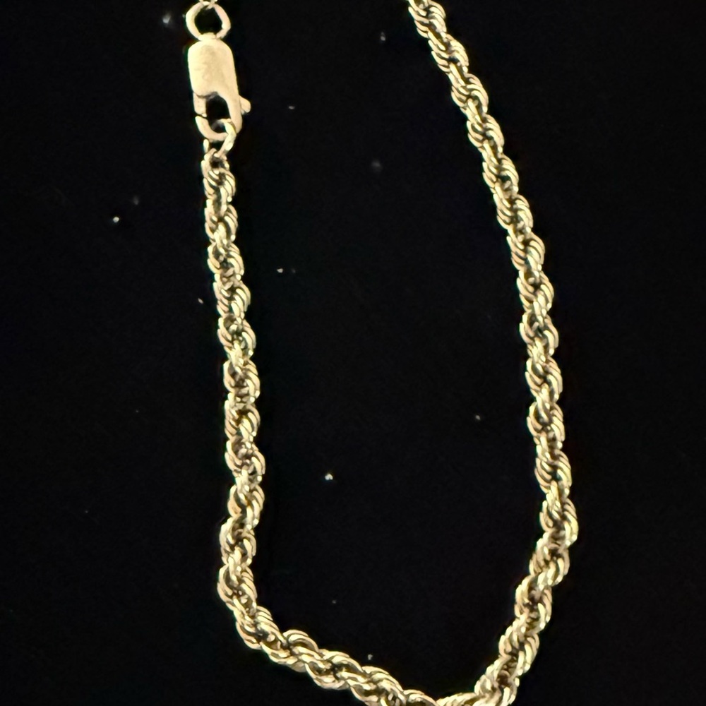 Gold Rope Chain Bracelet 14k 8 inch